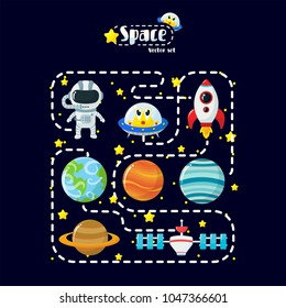Illustration set Of Space Elements with Cartoon Style