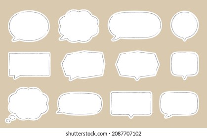 Illustration set of speech balloon frames. Hand drawn pen style.