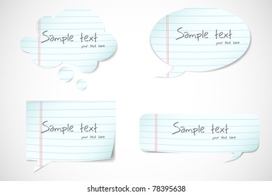 illustration of set of speech bubble made of paper cutting