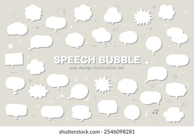 Illustration set of speech bubbles and icons Shadow Material Headline Decorative border Speech bubble Variation Decoration White