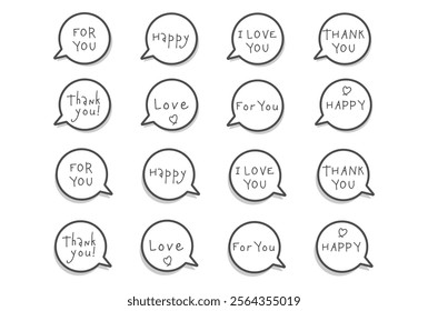 Illustration set of speech bubbles and letters