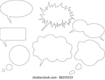 illustration with set of speech bubbles on white background