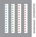An illustration set of spiral wire springs that bind papers such as notes, notebooks, books, memo pads, diaries, planners, calendars, documents, and binders by punching holes in them.