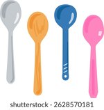 Illustration set of spoons made of various materials