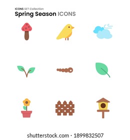 Illustration set of spring season icons. Contains such Icons as holiday, traveling, vacation and more.    suitable use for web app and pattern design.