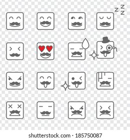 Illustration of a set of square face emoticon