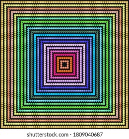 Conjunto de ilustraciones de marcos cuadrados de cuentas de diferentes colores. Resumen fondo brillante.