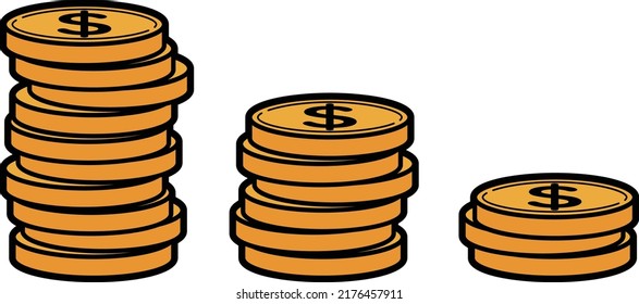 Illustration set of stacked $ coins