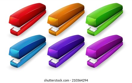 Illustration of a set of staplers