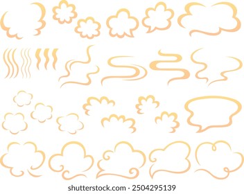 Illustration set of steam line drawing effects and speech bubbles