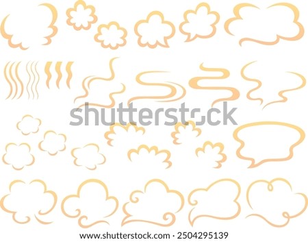 Illustration set of steam line drawing effects and speech bubbles