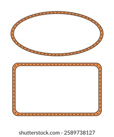 Illustration set stitch border shape unique design with blank background