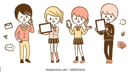 Illustration set of students to support