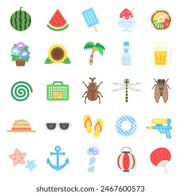 Illustration set of summer icons.