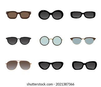 El conjunto de ilustraciones de gafas de sol