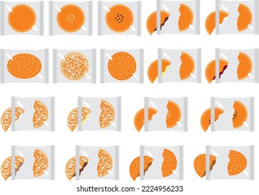 Illustration set of sweet bread in various bags