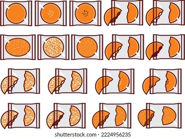 Ilustración de pan dulce en varias bolsas