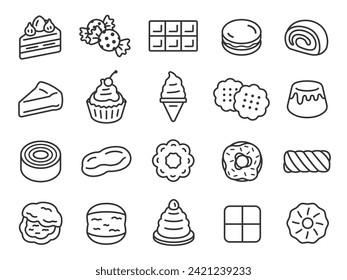 Illustration set of sweets icons.