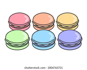 Illustration set of sweets macaroons.