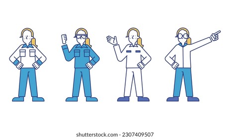 Illustration set T of men wearing work clothes
