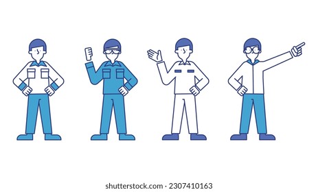 Illustration set T of men wearing work clothes