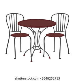 illustration of a set of table and two chairs in classic modern style vector