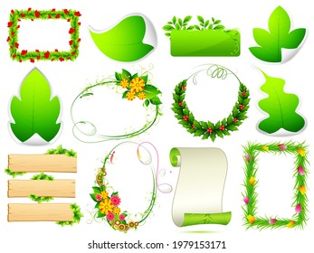 illustration of set of Template with leaf for eco friendly green environmental concept