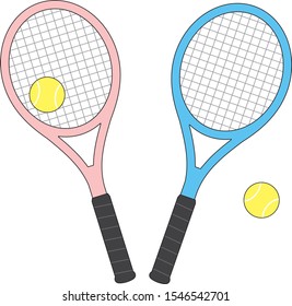 Illustration set of tennis racket and tennis ball  Vector image