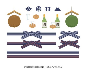 Illustration set that can be used for sake and sake brewing