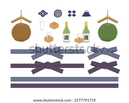 Illustration set that can be used for sake and sake brewing