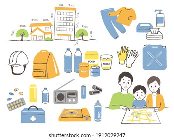 illustration set of things prepared for earthquake  