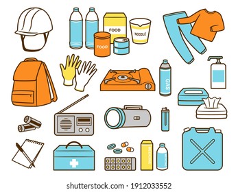 illustration set of things prepared for earthquake  