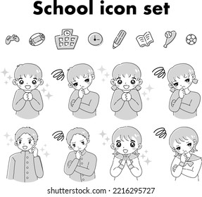 Illustration set of things related to children (students   toddlers) and school