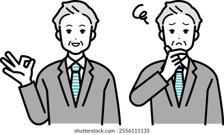 Illustration set of thinking business person male.