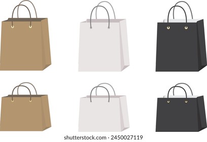 Illustrations-Set aus drei farbigen Einkaufstaschen