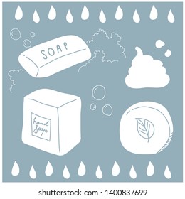 illustration set of three types of soap