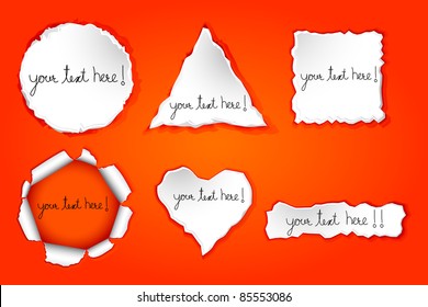 illustration of set of torn paper in different shape