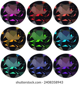 illustration set of transparent gems on white