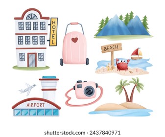 Illustration set of Travel and Holiday