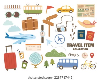 Illustration set of travel items