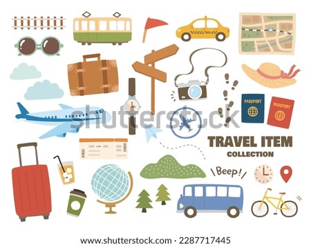 Illustration set of travel items