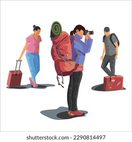 Illustration Set of Traveling People