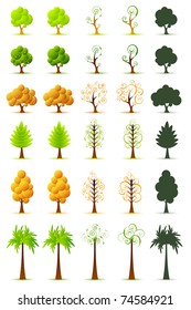 illustration of set of tree on isolated white background