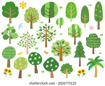 It is an illustration set of trees.