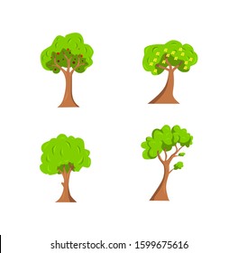 illustration of set of trees clip art vector.Can be used to illustrate any nature or healthy lifestyle topic.