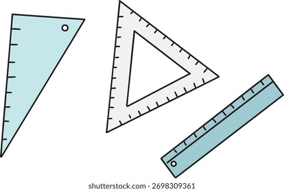 Illustration of a set of triangles and rulers