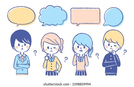 Illustration set of troubled students