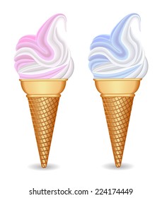 illustration of set of two ice cream on white background