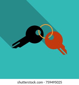 Illustration of a set of two keys on a key ring