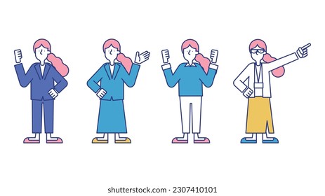 Illustration set U of a female business person.